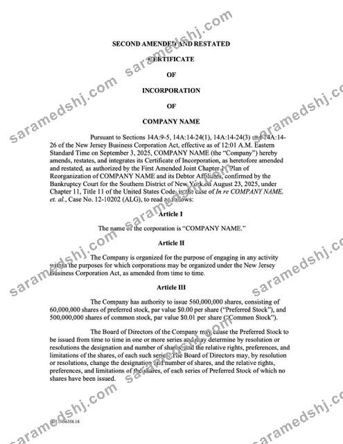 USA New Jersey certificate of incorporation Word and PDF template